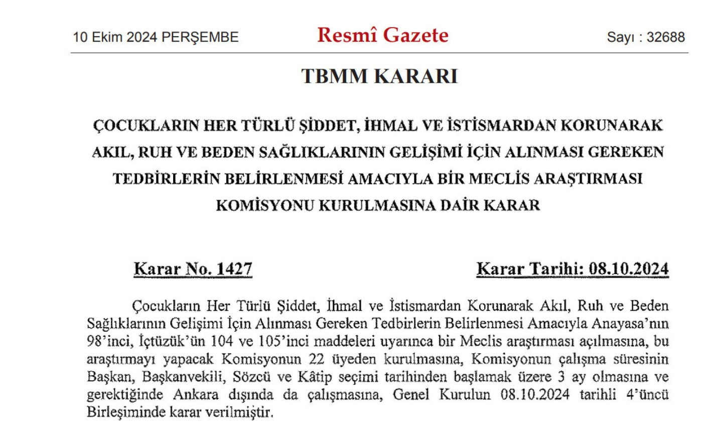 Çocuklara yönelik şiddet ve istismar vakalarına ilişkin karar Resmi Gazete'de