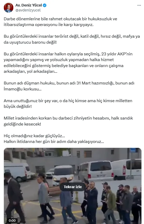 Deniz Yücel'den videoya sert tepki: Bunun adı düşman hukuku, İmamoğlu korkusu!