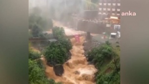 Rize sağanak yağışın etkisine girdi, Ağaran şelalesi taştı