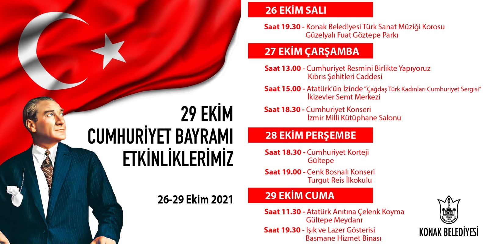 Konak’ta Cumhuriyet Bayramı Kutlamaları