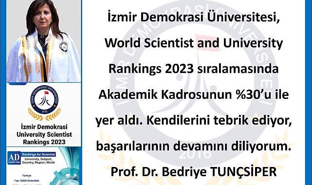 İzmir Demokrasi Üniversitesi bilimsel alanda büyük başarı yakaladı