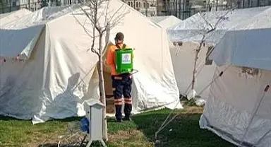Denizli Büyükşehir'den deprem bölgesinde dezenfeksiyon seferberliği
