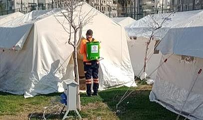 Denizli Büyükşehir'den deprem bölgesinde dezenfeksiyon seferberliği