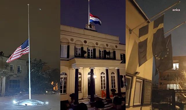 Türkiye'de bazı ülkelerin yabancı misyon temsilcilikleri de ulusal yasa katıldı: Bayraklar yarıya indirildi