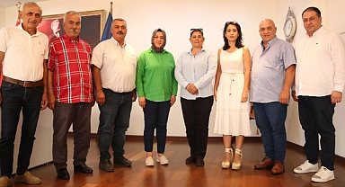 İncirliova'nın CHP ve İYİ Parti'li Belediye meclis üyeleri Başkan Çerçioğlu'nu ziyaret etii