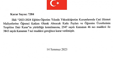 Üniversite harçları geri geldi!