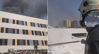 Aydın Büyükşehir Belediyesi İtfaiyesi inşaatı devam eden Şehir Hastanesin'deki yangını södürdü