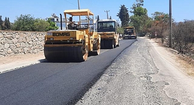 Bodrum Turgutreis'te sıcak asfalt çalışması başladı