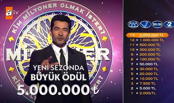 Kim Milyoner Olmak İster'de ödül 5 milyon TL'ye yükseltildi