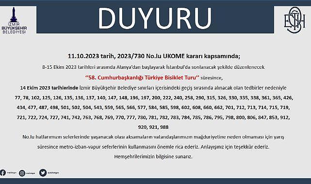 Cumhurbaşkanlığı Bisiklet Turu nedeniyle bazı yollar trafiğe kapatılacak