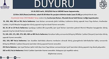 Pazar günü bazı yollar trafiğe kapanacak