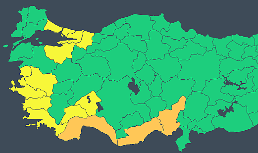 İzmir, Ege ve 11 il için sarı uyarı