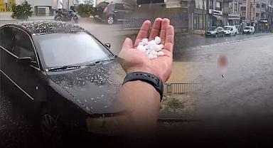 İzmir'i önce sağanak sonra dolu vurdu... Kentte yaşam durdu!