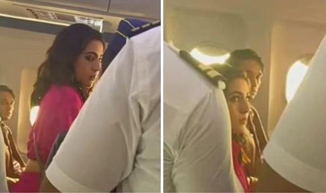 Bollywood&#039;un en ünlü oyuncusu Sara Ali Khan, uçakta üzerine meyve suyu döken hostesi itekledi