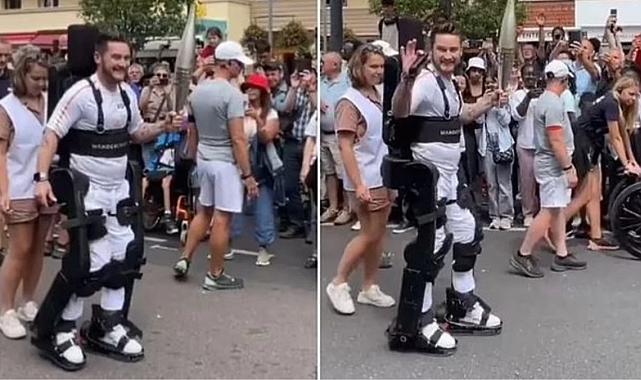 Fransız paraplejik sporcu Kevin Piette, robotik dış iskeletle Olimpiyat Meşalesi&#039;ni taşıyarak tarihe geçti