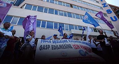 İzmir Büyükşehir ile TİS arasındaki gerginlik devam ediyor... İZSU önünde eylem!