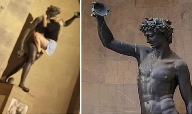 Ülkede infial yaratan görüntüler! Kadın turistin ünlü heykele yapmadığı kalmadı