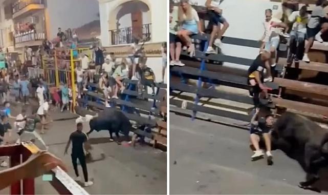 İspanya'da boğa festivalinde korkunç olay: Kızgın boğa, koşucuyu defalarca boynuzladı