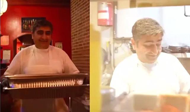 Sezgin Baran Korkmaz ABD'deki yeni işinde yemek dağıtıyor