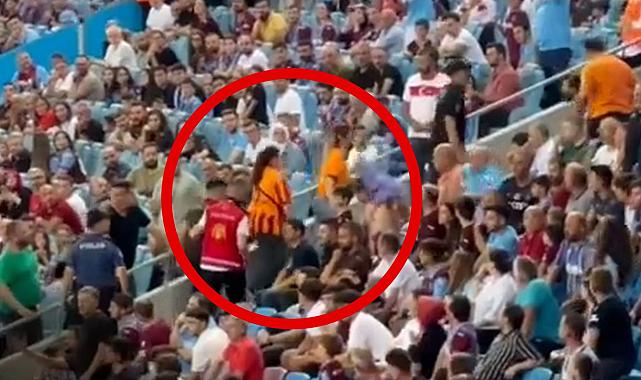 Trabzonspor maçında, 2 Galatasaray formalı kadına çirkin davranış