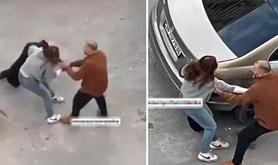 Kadını saçlarından tutarak zorla arabaya bindirmeye çalıştı