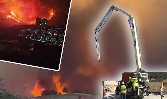 Bursa’da beton pompasıyla yangına zorlu müdahale