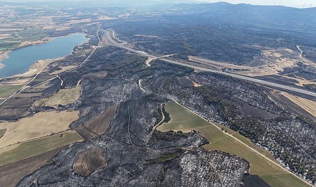 Çanakkale’de yangın 119 futbol sahası büyüklüğünde alan yaktı