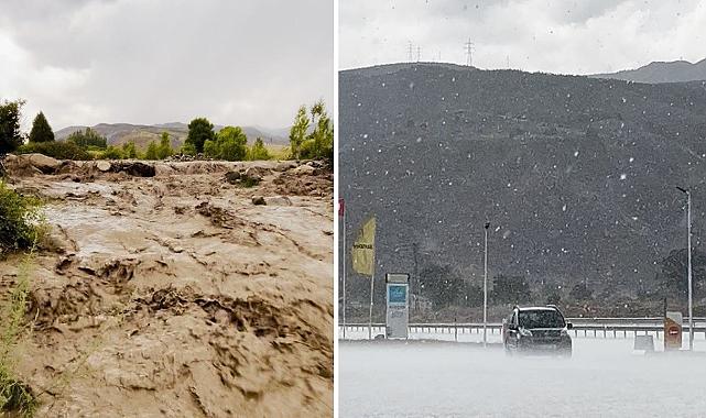 Erzincan’da sağanak sele dönüştü, yollar göle döndü