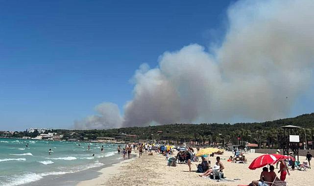 İzmir’in Çeşme ilçesinde otluk alanda yangın çıktı
