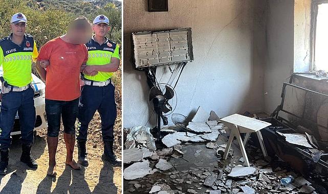 Kayınpederinin evini yaktı, damat kaçarken yakalandı