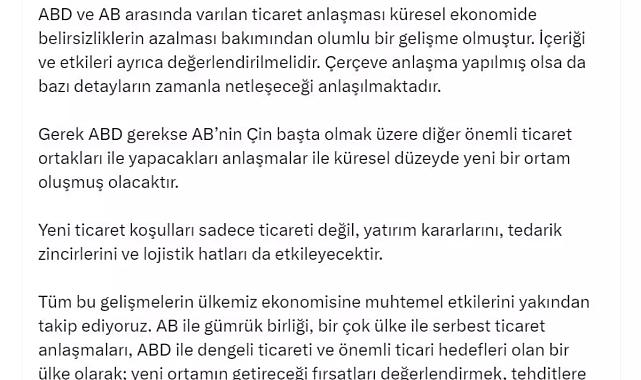 Küresel belirsizliğe ABD-AB anlaşmasıyla yanıt