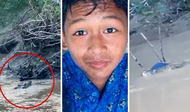 Nehirde timsah dehşeti: Çocuk can verdi