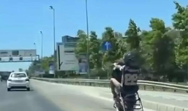 Ümraniye’de motosikletli tek teker üzerinde ilerledi