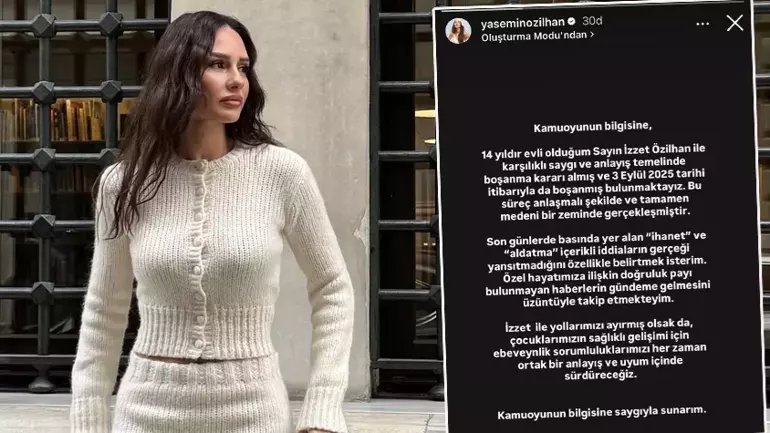 Yasemin Özilhan’dan boşanma açıklaması