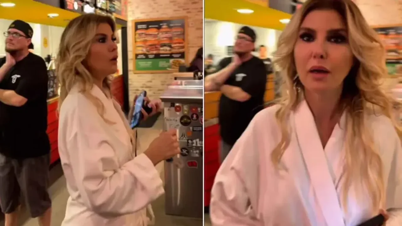 Gülben Ergen ABD&#039;de bornozuyla hamburgerciye gitti