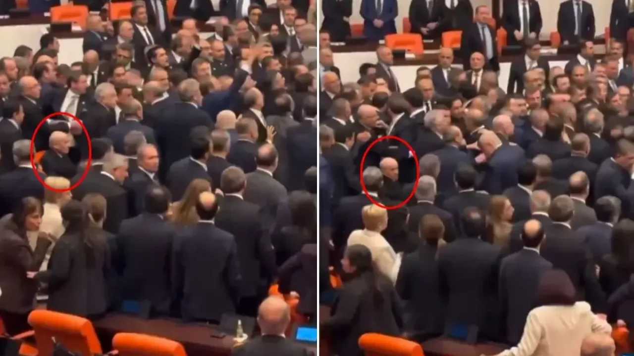 Meclis'teki yumruklu kavga esnasında dikkat çeken görüntü
