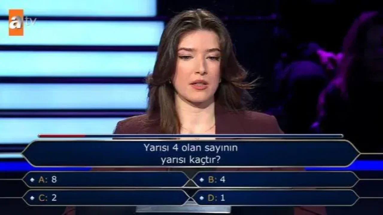 Kim Milyoner Olmak İster yarışmasında yarışmacı ilk soruda elendi: 'Yarısı 4 olan sayının yarısı kaçtır?'