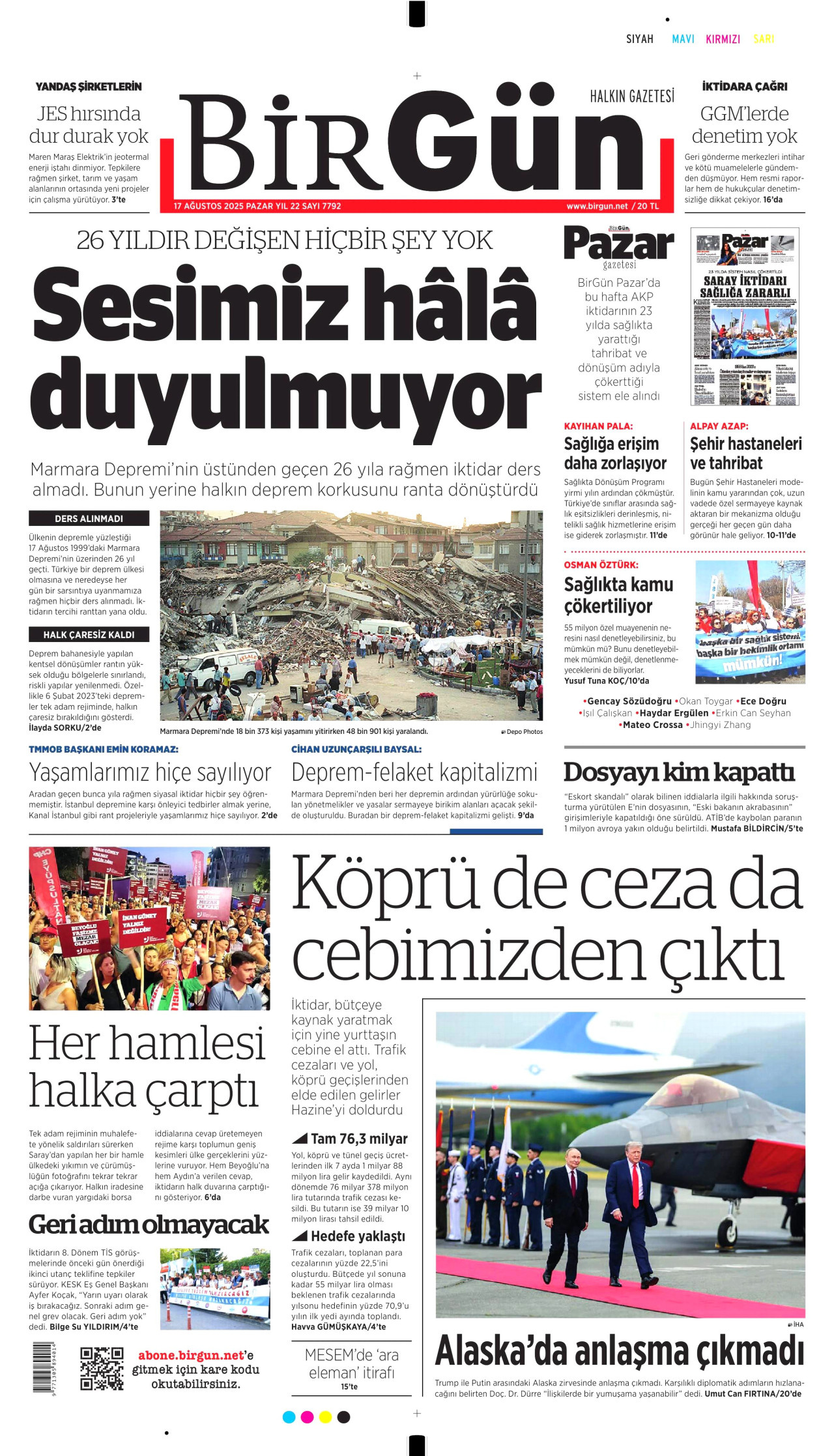 BİRGÜN Gazete Manşeti