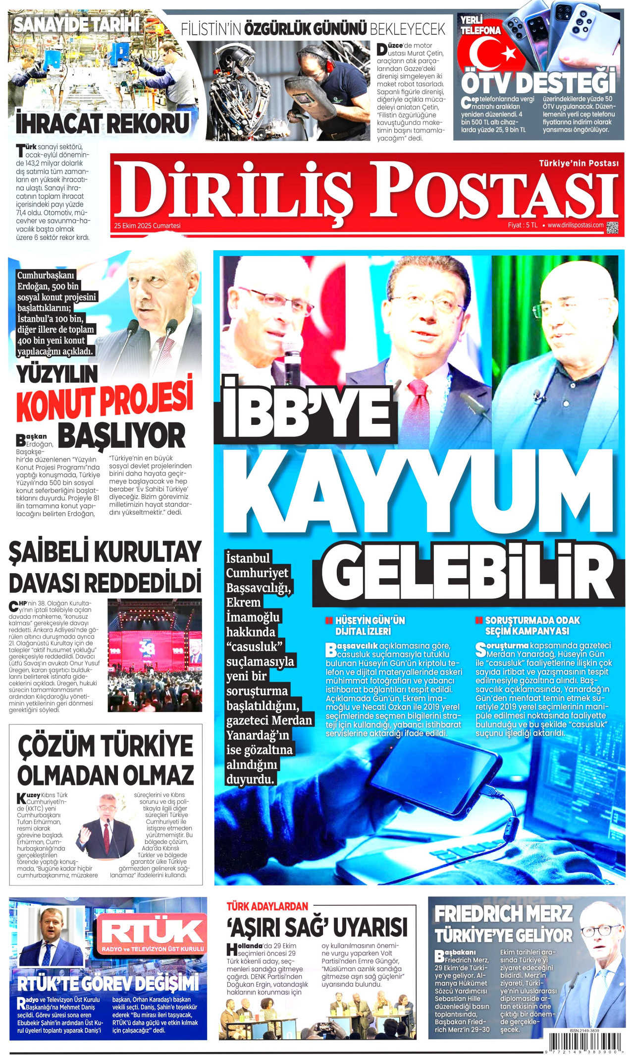 DİRİLİŞ POSTASI Gazete Manşeti