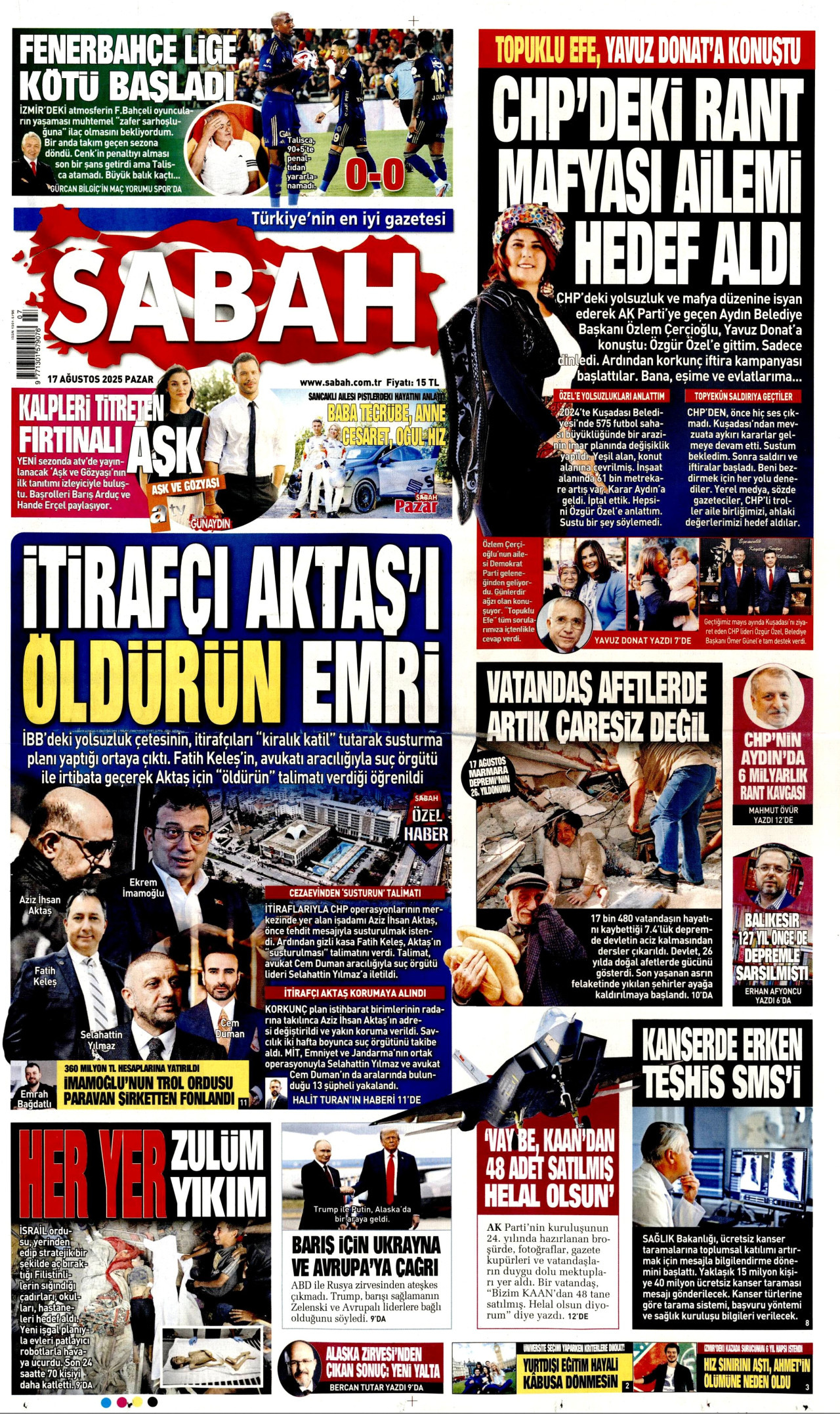 SABAH Gazete Manşeti