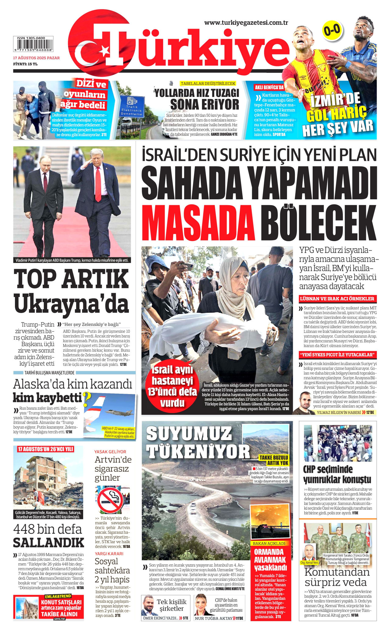 TÜRKİYE GAZETESİ Gazete Manşeti