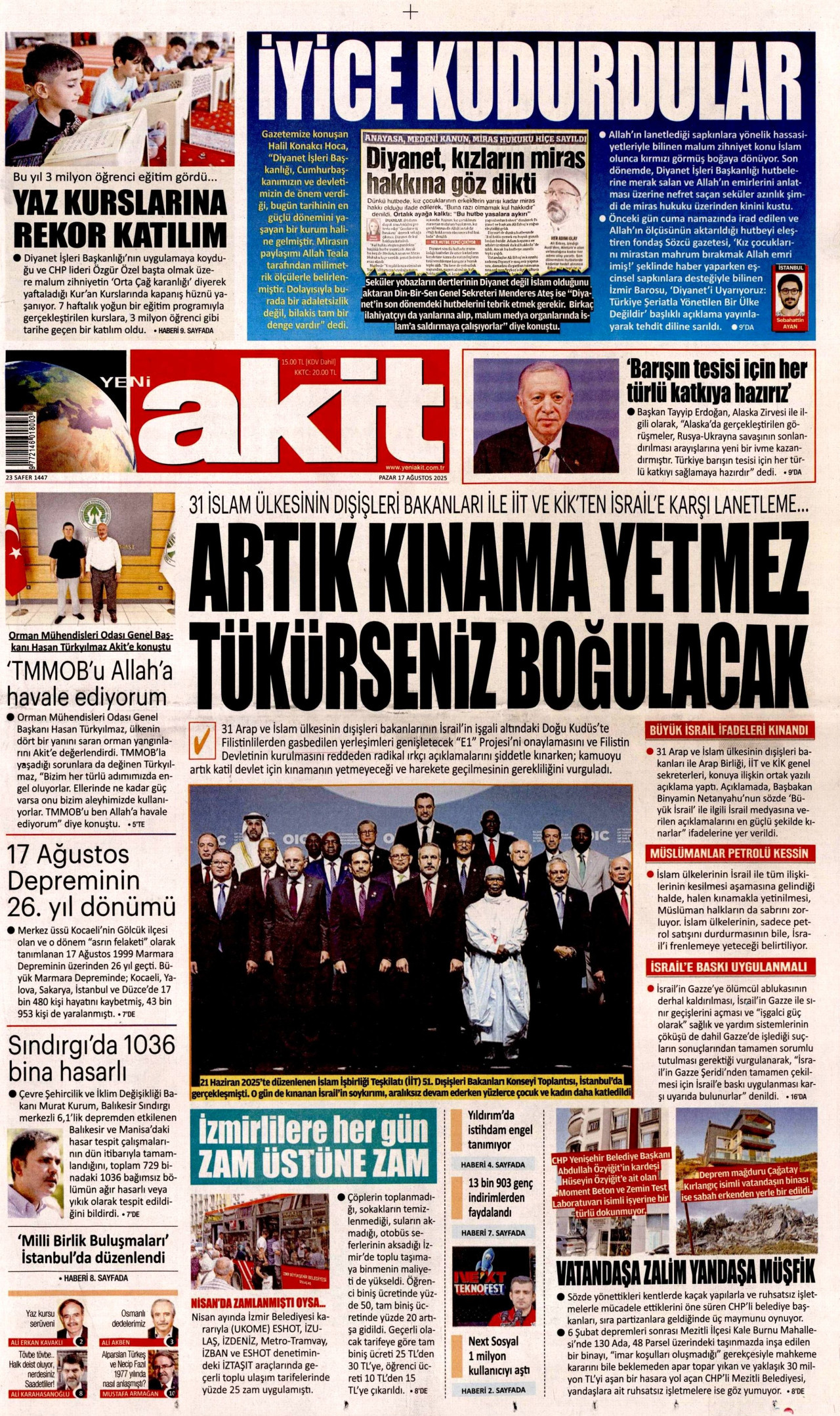 YENİ AKİT Gazete Manşeti