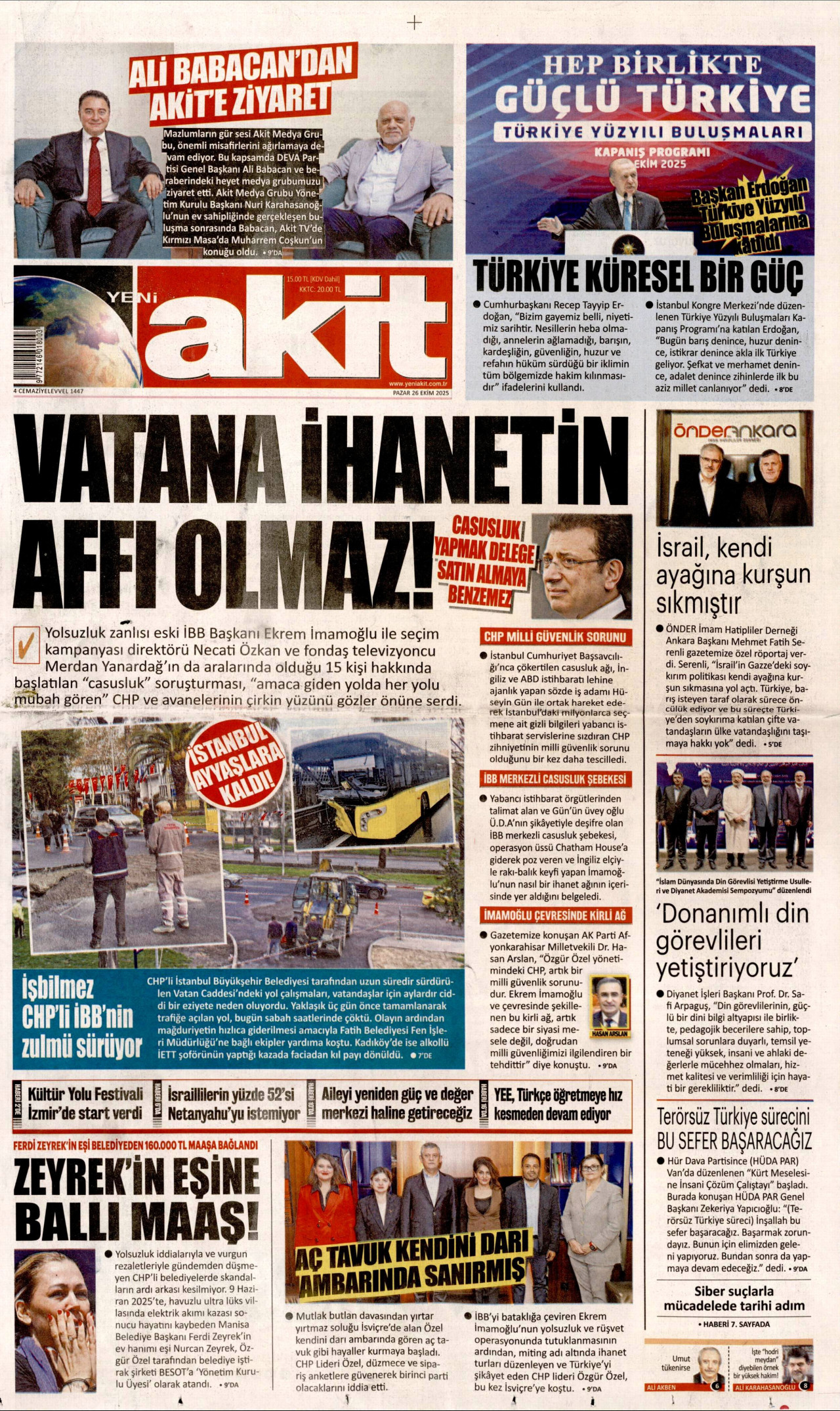 YENİ AKİT Gazete Manşeti