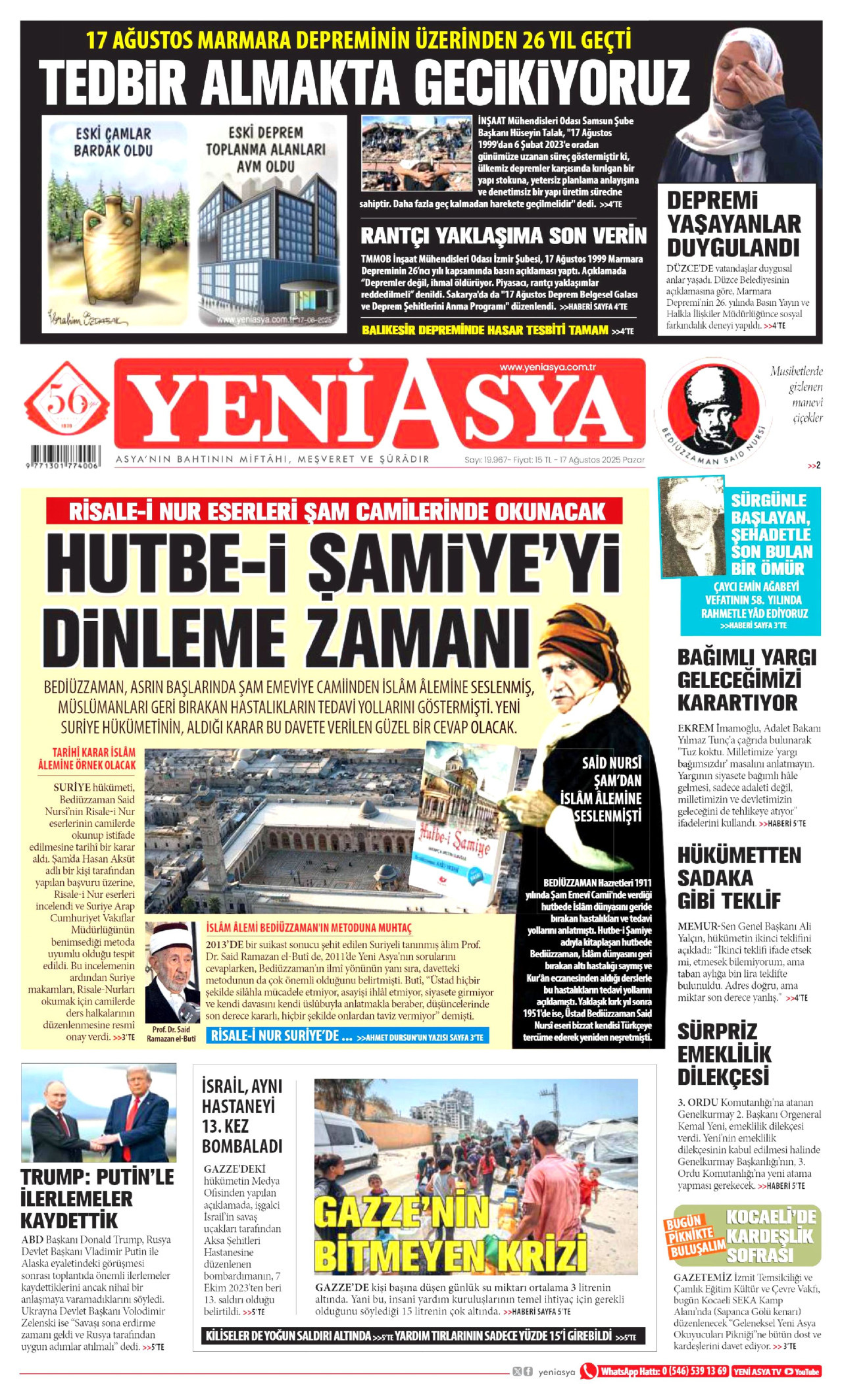 YENİ ASYA Gazete Manşeti