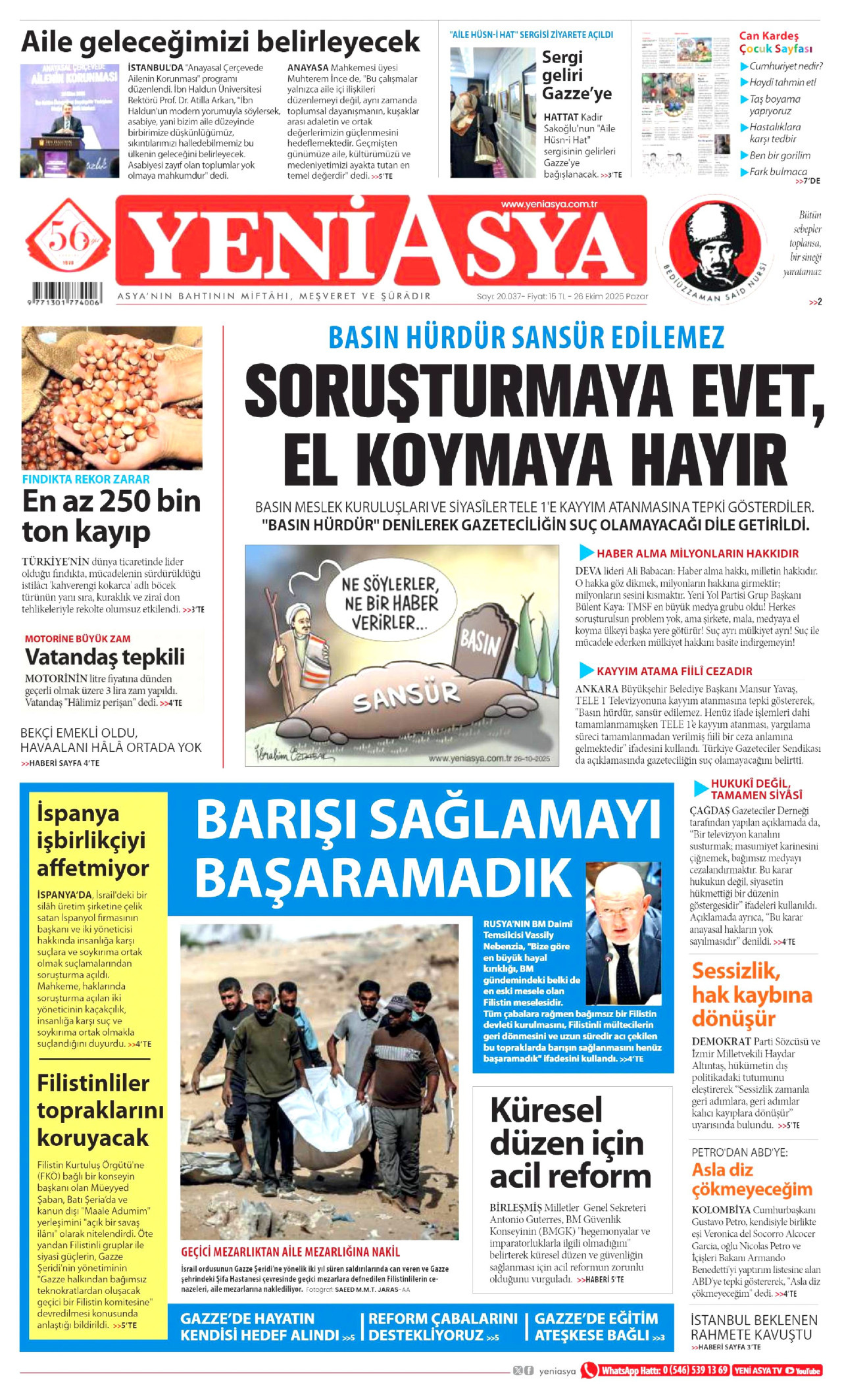YENİ ASYA Gazete Manşeti