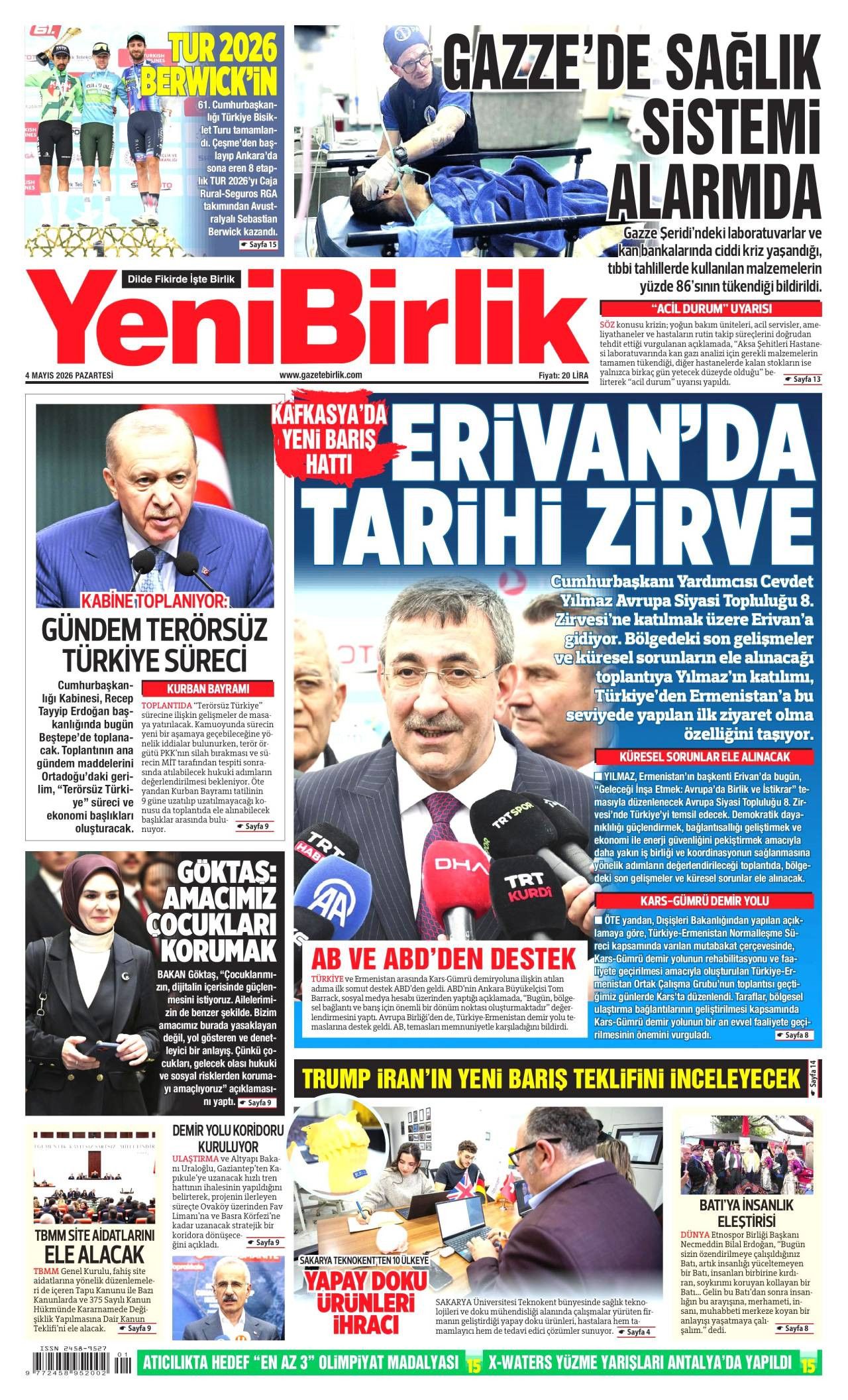 Yeni Birlik Gazetesi Gazete Manşeti