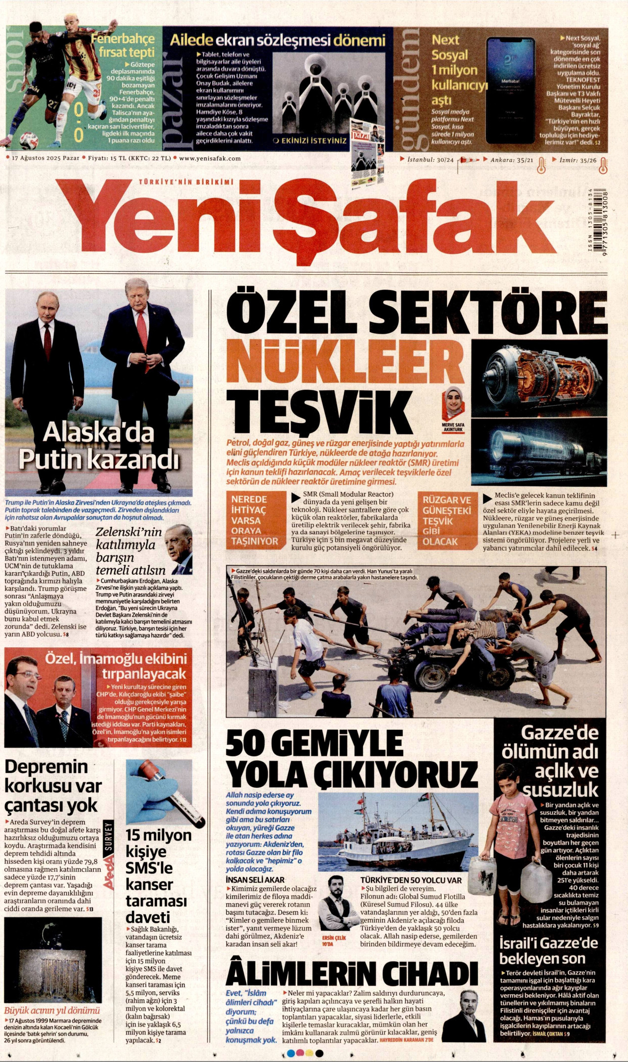 YENİ ŞAFAK Gazete Manşeti