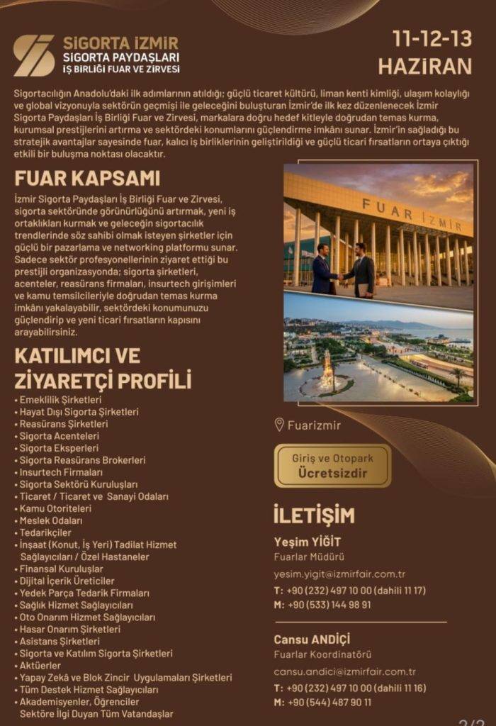 Sigorta Sektörünün Kalbi İzmir’de Atacak: 11-13 Haziran’da Dev Zirve